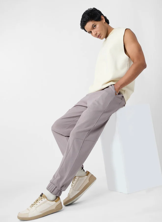 The Souled Store Men Oversized Fit Solid Grey Joggers