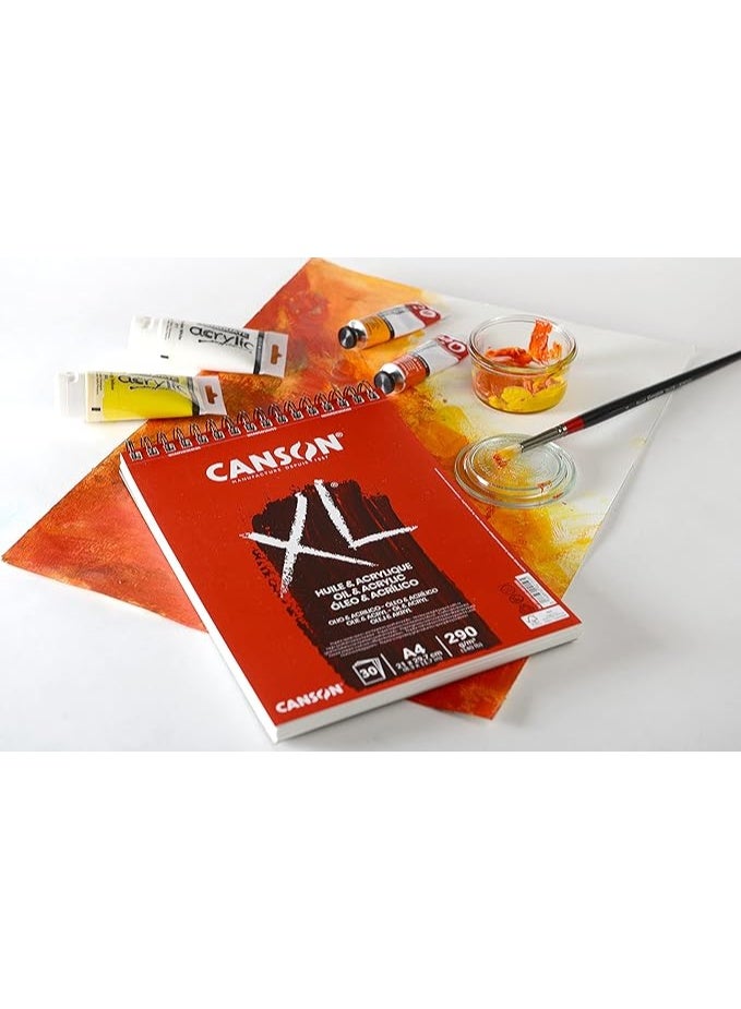 CANSON XL Huile & Acrylique Oil and Acrylic Painting Spiral Pad  A4 30 Sheets 290gsm - Image 4