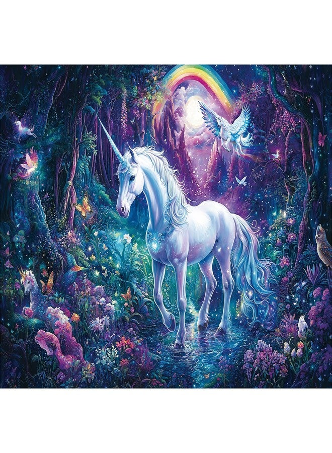 lamplig Puzzles for Adults 1000 Pieces, Glitter Unicorn 1000 Jigsaw Puzzle, Rainbow Forest Puzzle 1000 Pieces, Creative Games and Gifts Difficult Puzzle Home Decor Toy (27.5"x19.5"), 1:1 Poster - Image 1