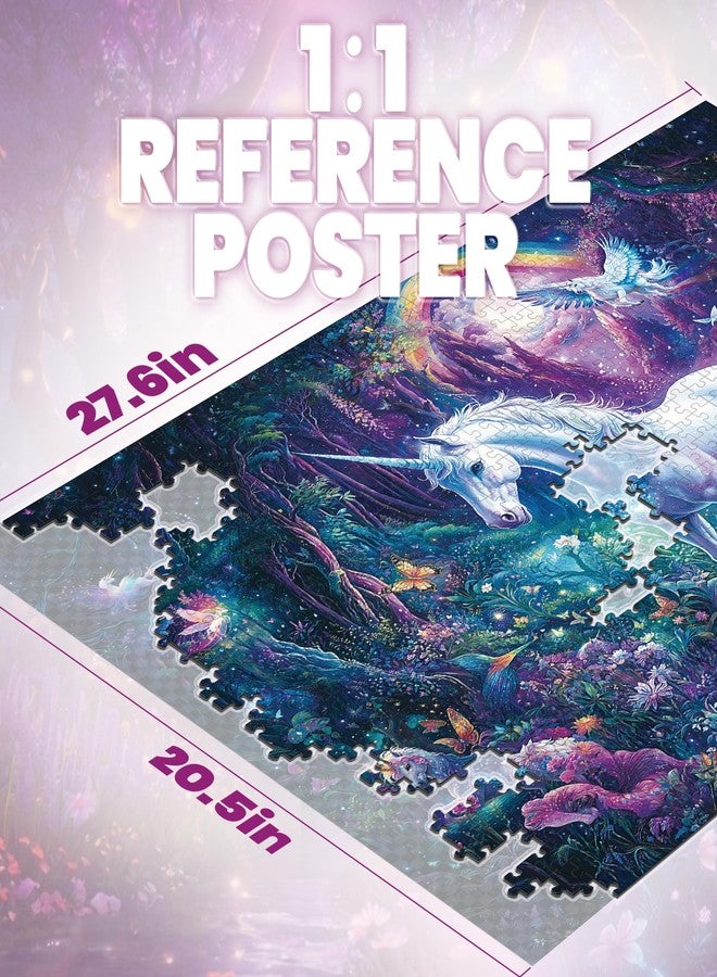 lamplig Puzzles for Adults 1000 Pieces, Glitter Unicorn 1000 Jigsaw Puzzle, Rainbow Forest Puzzle 1000 Pieces, Creative Games and Gifts Difficult Puzzle Home Decor Toy (27.5"x19.5"), 1:1 Poster - Image 4