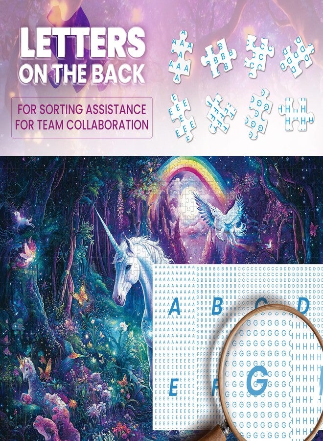 lamplig Puzzles for Adults 1000 Pieces, Glitter Unicorn 1000 Jigsaw Puzzle, Rainbow Forest Puzzle 1000 Pieces, Creative Games and Gifts Difficult Puzzle Home Decor Toy (27.5"x19.5"), 1:1 Poster - Image 3