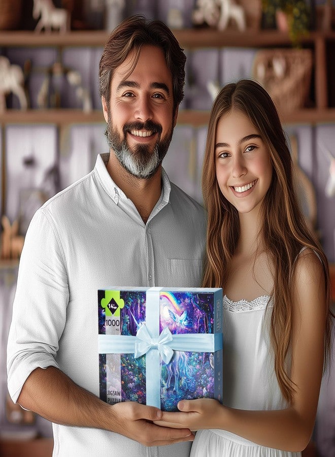 lamplig Puzzles for Adults 1000 Pieces, Glitter Unicorn 1000 Jigsaw Puzzle, Rainbow Forest Puzzle 1000 Pieces, Creative Games and Gifts Difficult Puzzle Home Decor Toy (27.5"x19.5"), 1:1 Poster - Image 5