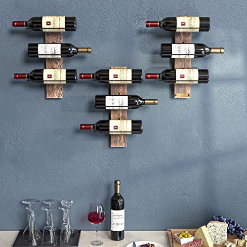J JACKCUBE DESIGN Wall Mount Wine Rack Organizer for 9 Bottles, Elegant and Simple Rustic Wood Wine Storage Display Holder for Kitchen and Home Décor- MK699A - Image 2