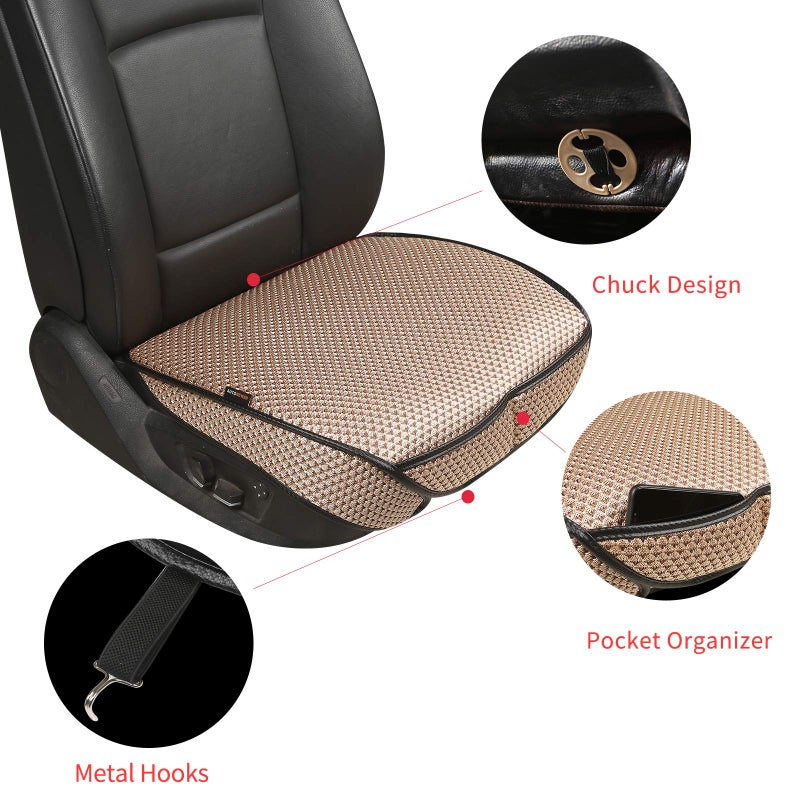 Auto Newer Breathable Universal Four Seasons Car Seat Coversï¼ŒLuxury Car Seat Cushion ï¼ŒProtectors for Front Seat Bottoms,Compatible with 95% Vehiclesï¼Œ Fit for Cars Truck SUV (Gold Beige,1PCS) - Image 3