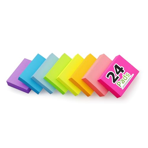 Winner Aura 24 Pads Sticky Notes 1.5x2 inch Bright Colors Self-Stick Pads Total 1920 Sheets - Image 1