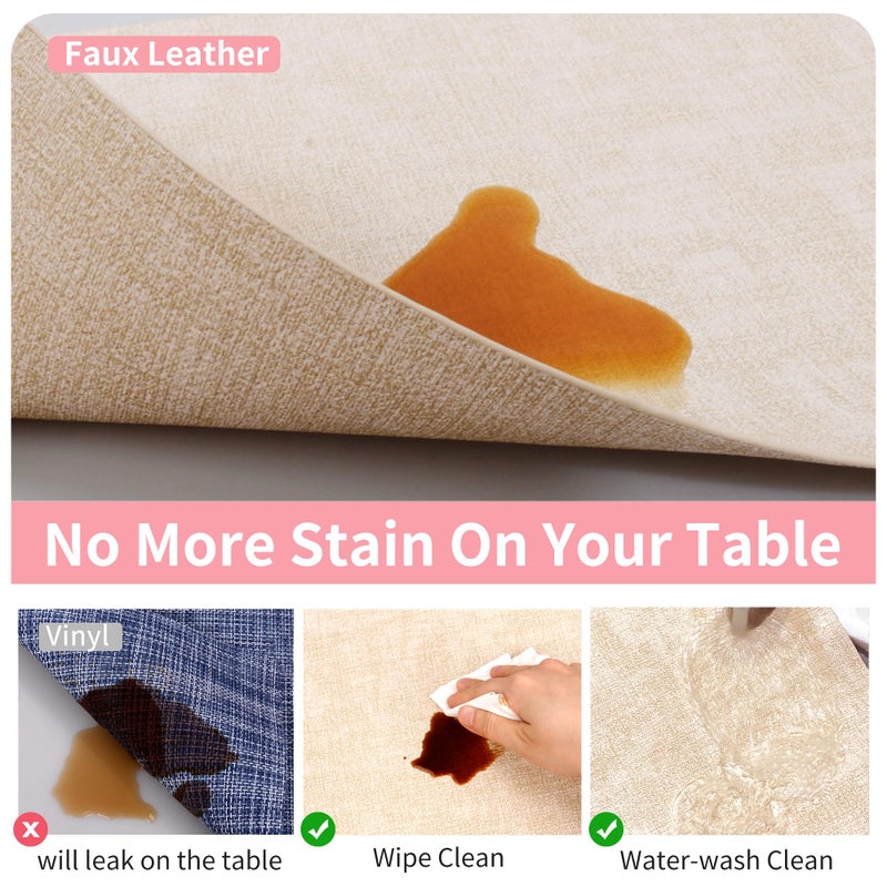 Maxpearl Faux Leather Placemats Set of 6 - Waterproof - Wipe Clean - Heat Resistant - Anti Slip Dining Table Place Mats, Suitable for Indoor & Outdoor Use, 17â€™â€™Ã—12â€™â€™, Beige - Image 4