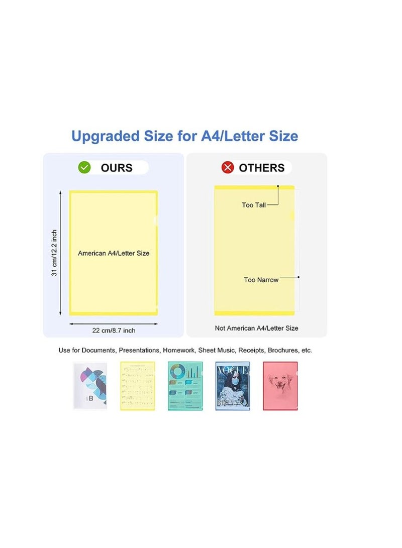 Terabyte Plastic Pocket Folders 10Pcs Clear Document Folders for A4 Size 5 Assorted Colors  - Image 2