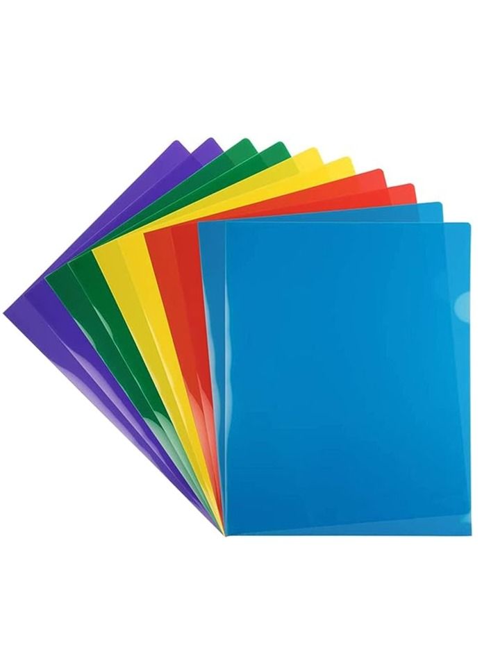 Terabyte Plastic Pocket Folders 10Pcs Clear Document Folders for A4 Size 5 Assorted Colors  - Image 1