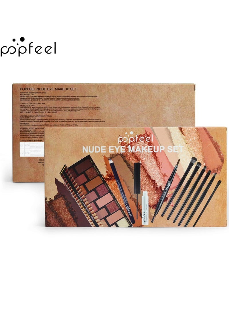 بوب فيل مجموعة مكياج فاخرة، لوحة ظلال عيون من 16 لونًا و6 فرش مكياج، قلم حواجب مزدوج الرأس + قلم تحديد العيون + ماسكارا، أساسية للمبتدئات، تدوم طويلًا ومقاومة للتلطخ - Image 3