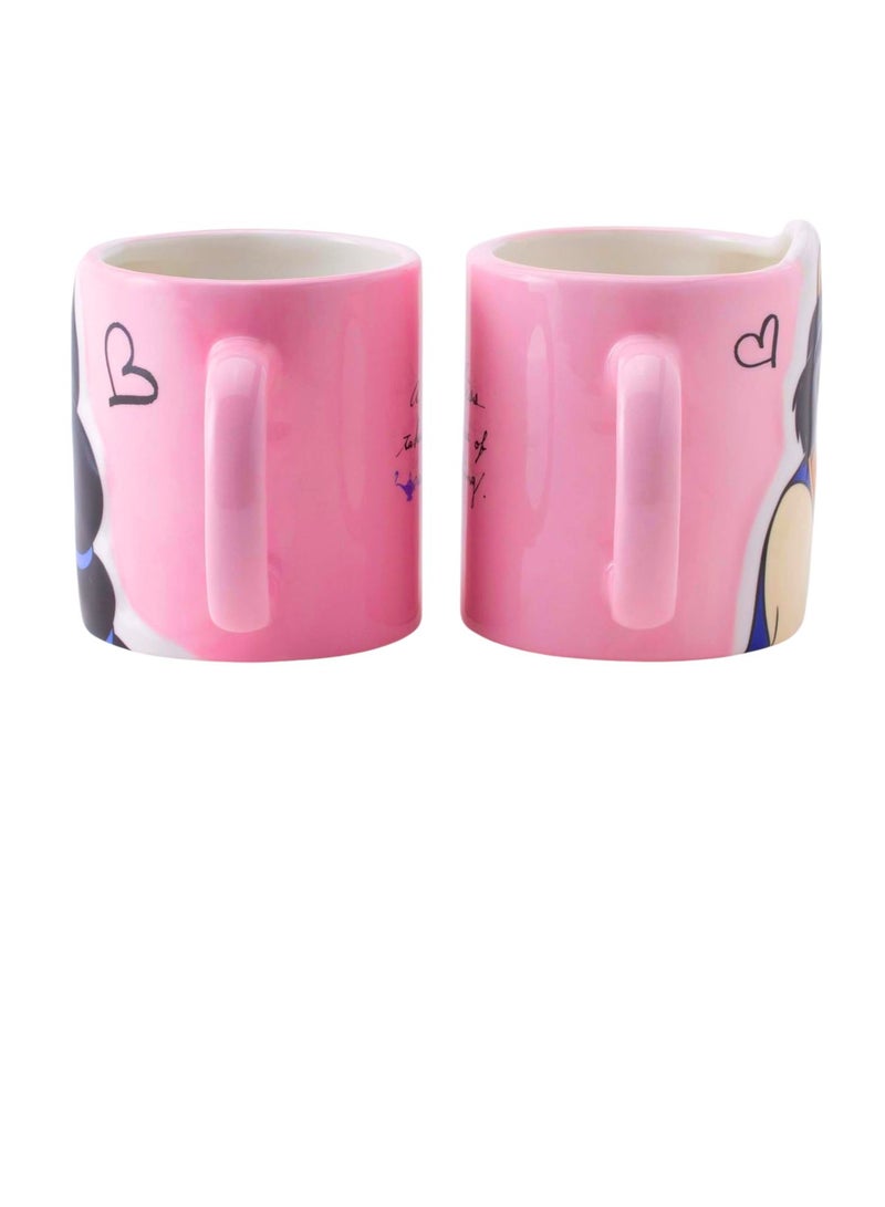 ديزني طقم أكواب علاء الدين والياسمين للزوجين – أكواب قهوة سيراميك وردية للعشاق، كوب شاي وقهوة كرتوني هدية - Image 2