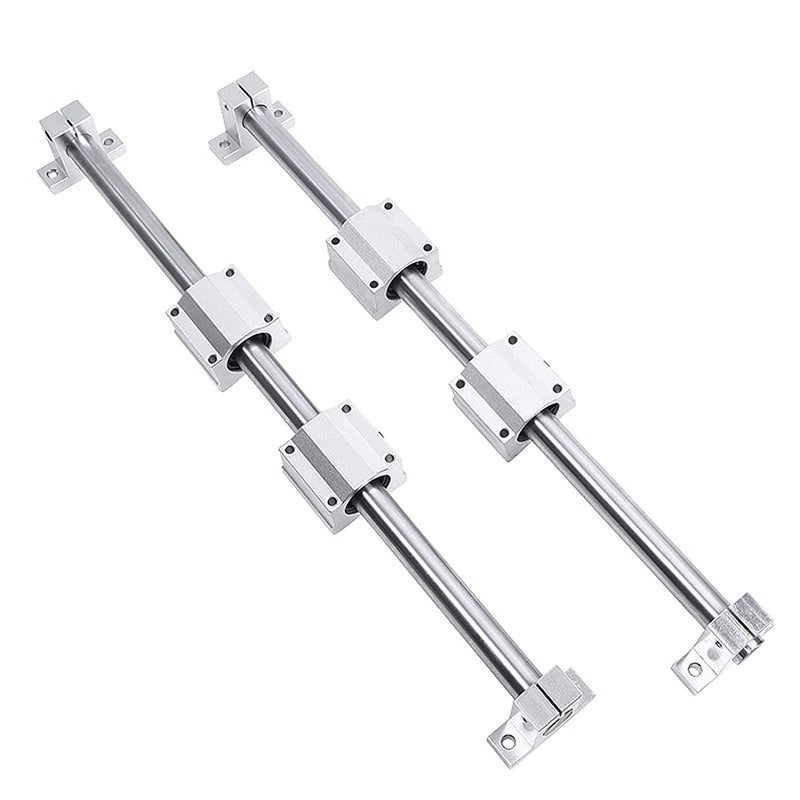CHUANGNENG 2PCS Linear Rail 600mm 12mm Dia Linear Motion Ball Bearing with Slide Bushing &600mm Linear Shaft Optical Axis with Rod Rail Support Set - Image 1