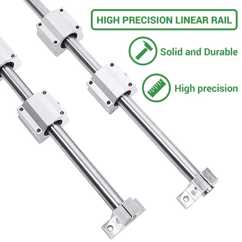 CHUANGNENG 2PCS Linear Rail 600mm 12mm Dia Linear Motion Ball Bearing with Slide Bushing &600mm Linear Shaft Optical Axis with Rod Rail Support Set - Image 5