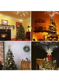 Ryhpez Ryhpez Christmas Tree Topper Golden Star Tree Topper with LED Rotating Snowflake Projector Lights 3D Glitter Lighted for Christmas Tree Decorations Holiday Party  - Image 4