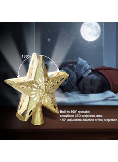 Ryhpez Ryhpez Christmas Tree Topper Golden Star Tree Topper with LED Rotating Snowflake Projector Lights 3D Glitter Lighted for Christmas Tree Decorations Holiday Party  - Image 5