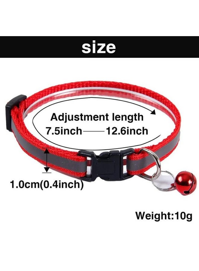 بت طوق عاكس بمشبك للحيوانات الأليفة بعرض 1 سم، طوق جرس للكلاب، طوق قطط، منتجات للحيوانات الأليفة، قابل للتعديل من 19 سم إلى 32 سم، عبوة من قطعتين متعدد الألوان - Image 2