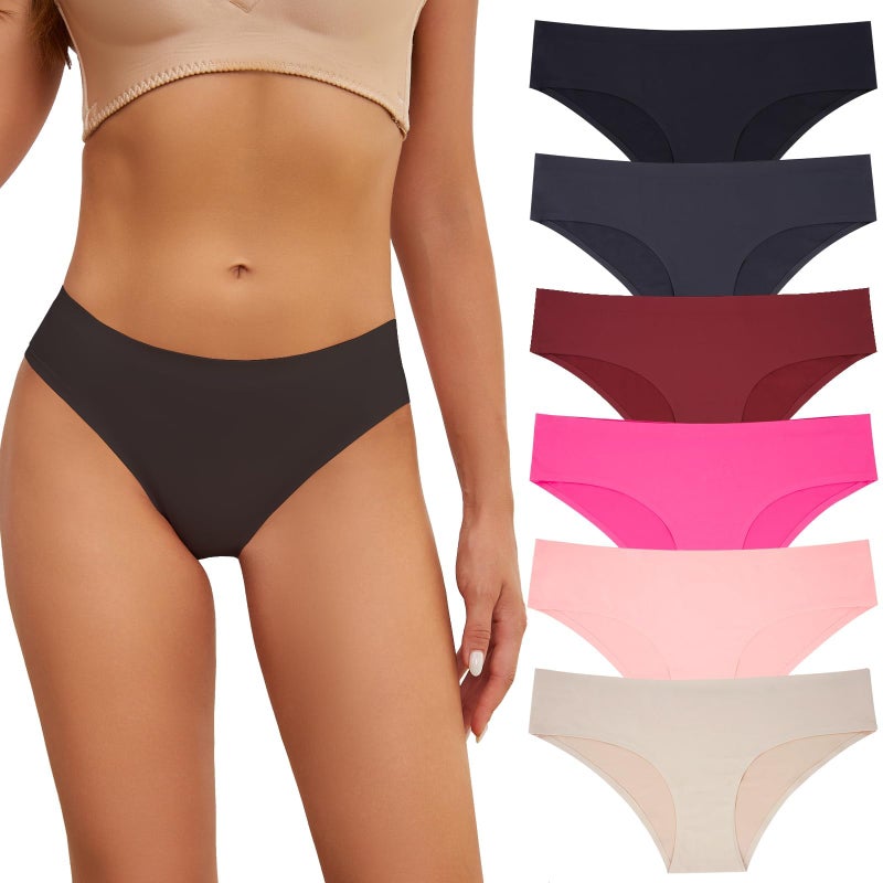 OJCNBV Seamless Underwear for Women No Show Panties Invisibles Briefs Soft Stretch Bikini Underwears 6 Pack - Image 1