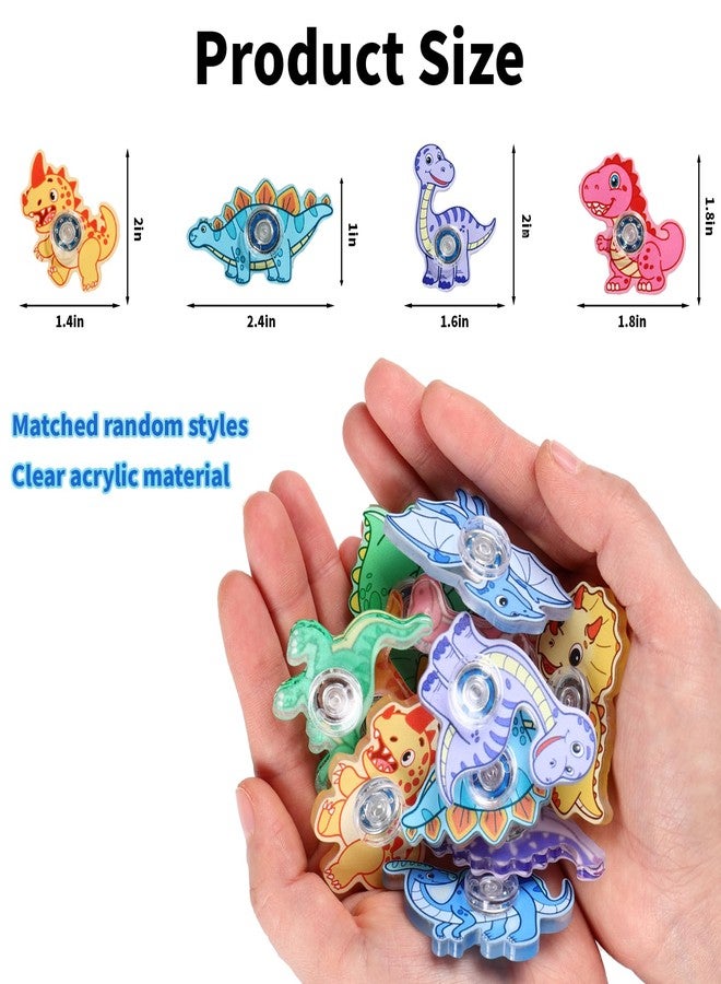 FXMHEHBB 24 Pcs Dinosaur Fidget Spinner Toys, Mini Finger Spinners Bulk Dino Party Favors Birthday Gift Classroom Prizes for Kids - Image 2