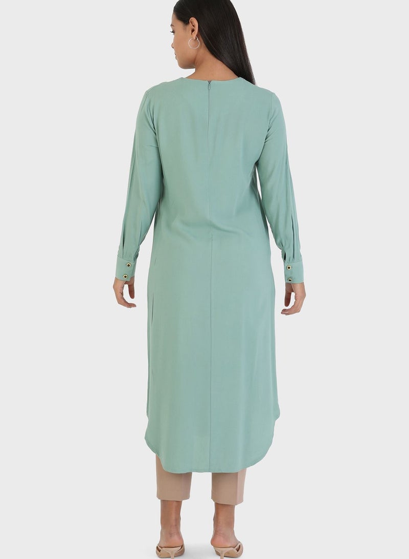 Modanisa Belt Detail Crew Neck Tunic - Image 2