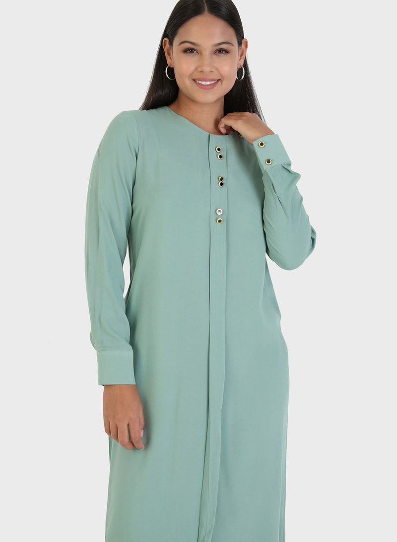 Modanisa Belt Detail Crew Neck Tunic - Image 3