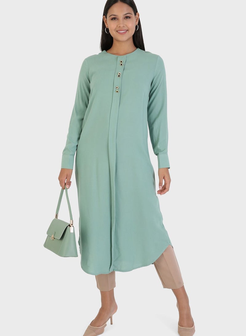 Modanisa Belt Detail Crew Neck Tunic - Image 1