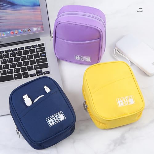 E-Tree Storage Pouch for Small Electronics and Accessories,Tech Bag,Electronic Organizer Case Compatible with MacBook Laptop Charger,Mouse,Cables,Hub,Power Bank,Earphone,Toiletries Cosmetics (Blue) - Image 2