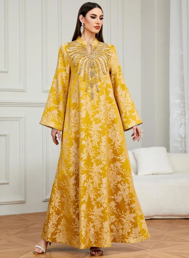 تايك تو جلابية بتفاصيل مزينة وقماش بارز الملمس