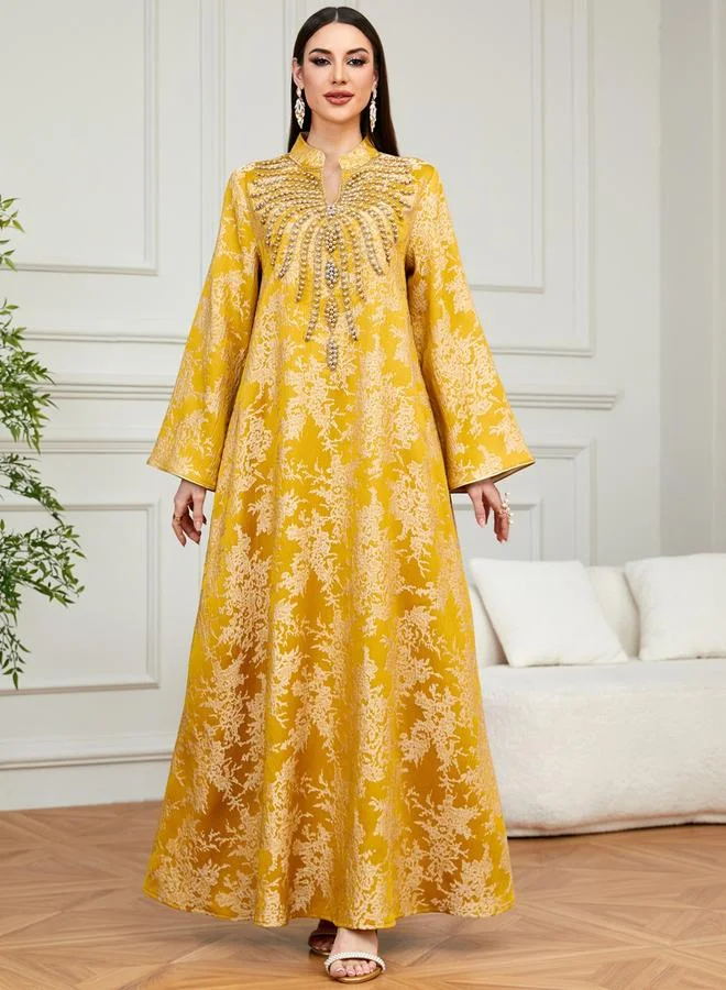 تايك تو جلابية بتفاصيل مزينة وقماش بارز الملمس