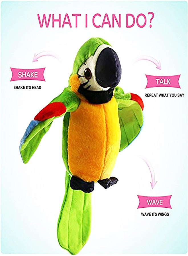 في جراسب لعبة ببغاء ناطق من VGRASSP للأطفال، مهما قلت سيكرر، مرح، تعليمي، مساعد جيد يجلب لك السعادة! لعبة ببغاء قطيفة ناطقة (أخضر - مطبوع) - Image 4