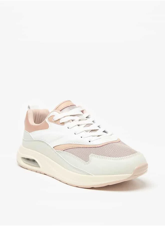 فلورا بيلا من شو إكسبرس Women Mesh Textured Lace-Up Low Ankle Sneakers with Pull Tabs