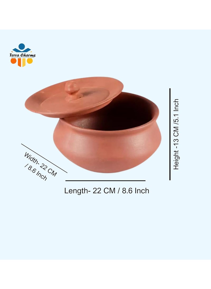 Terra Charms Terra Charms Terracotta Clay Pot Serving Pot Hand Craft Handi for Making Veg Biryani Taste for Healthy Naturelly Food Fitness Light Weight Curd Bowl for Cooking1L Capacity  - Image 3