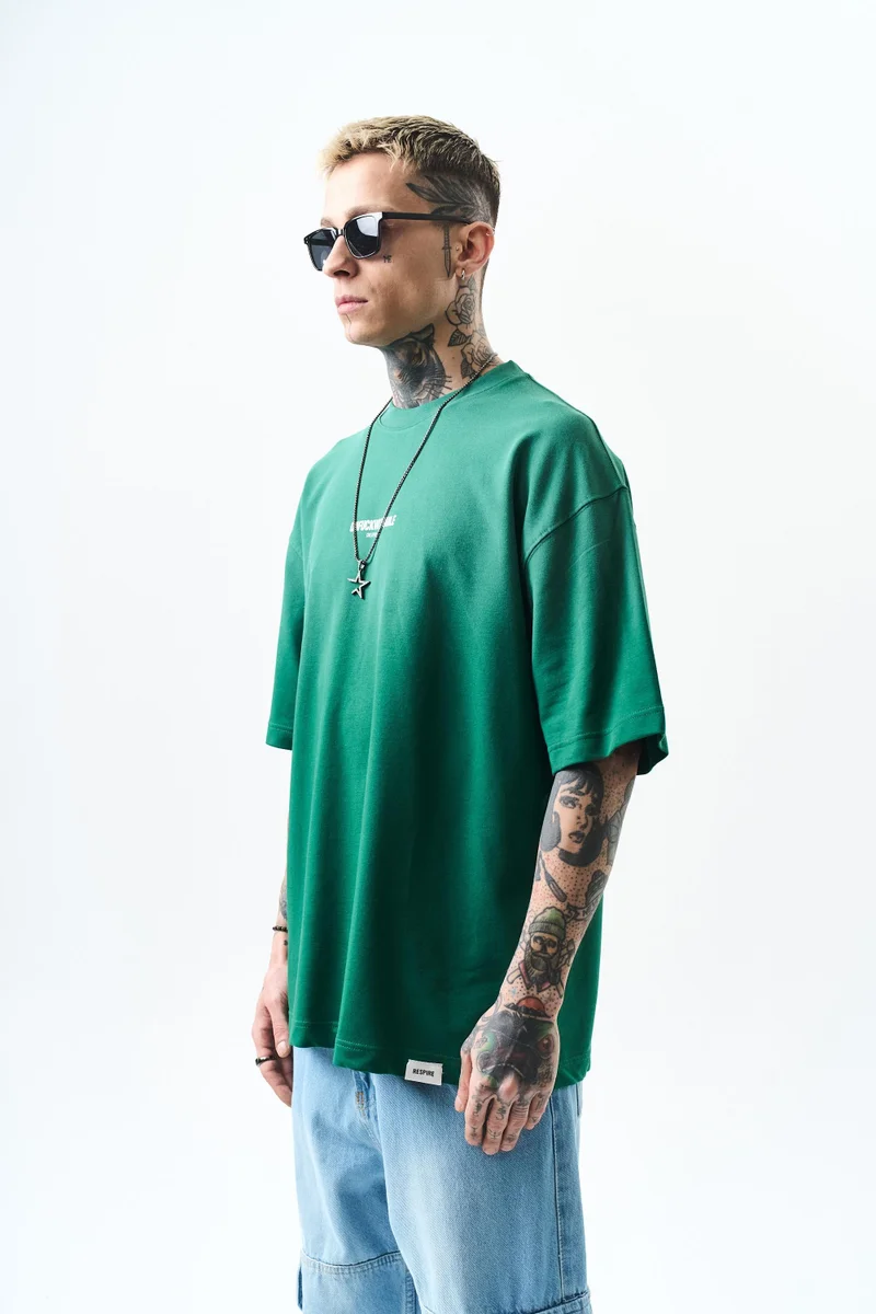 RESPIRE Men's Unfuckwithable Print Oversize T-Shirt, Olive Green (Nefti)