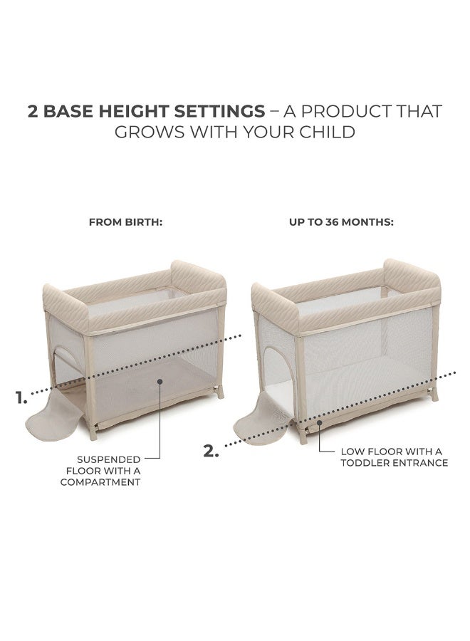 Kinderkraft حلم القمر – سرير سفر قابل للطي بمستويين - بيج - Image 4