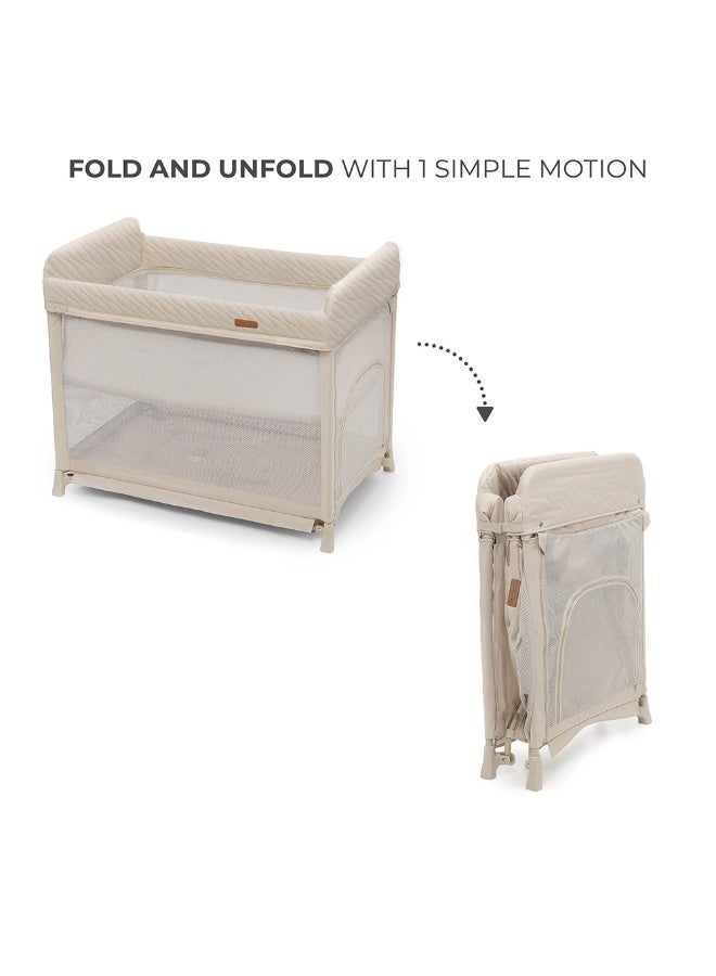 Kinderkraft حلم القمر – سرير سفر قابل للطي بمستويين - بيج - Image 5