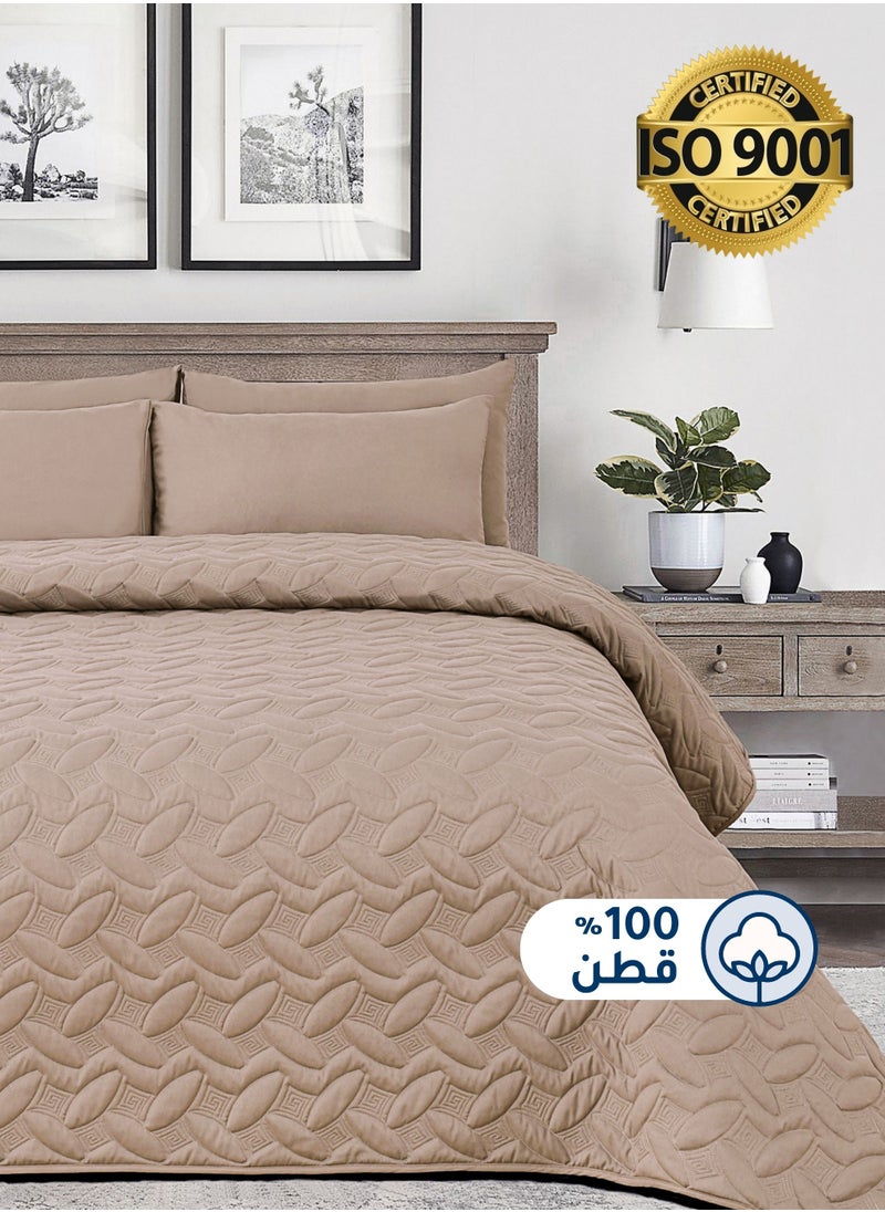 Master Home Textile - 3Piece Cotton Bedspread Set Fits 120 x 200 cm Single Size Bed Single Size Compressed Comforter Set Elmira Series - Image 1