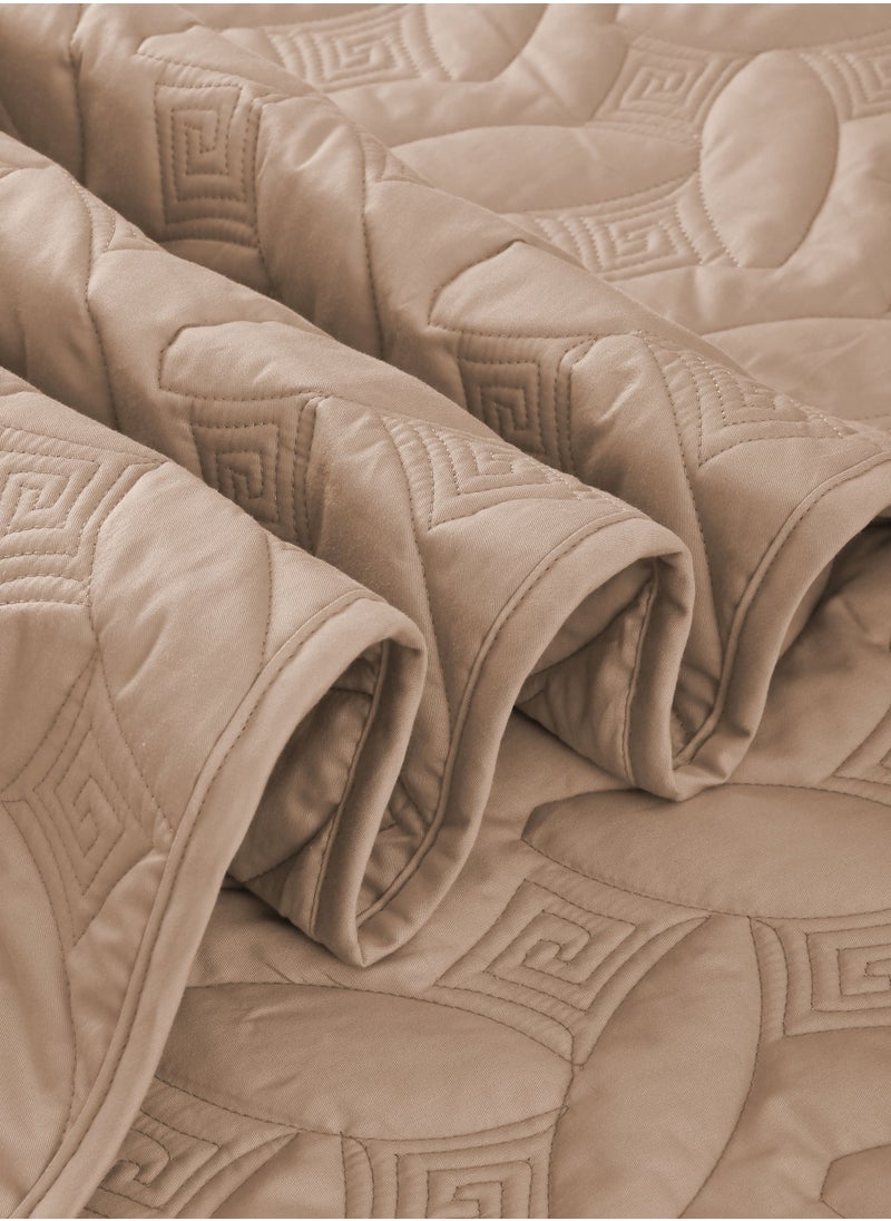 Master Home Textile - 3Piece Cotton Bedspread Set Fits 120 x 200 cm Single Size Bed Single Size Compressed Comforter Set Elmira Series - Image 1
