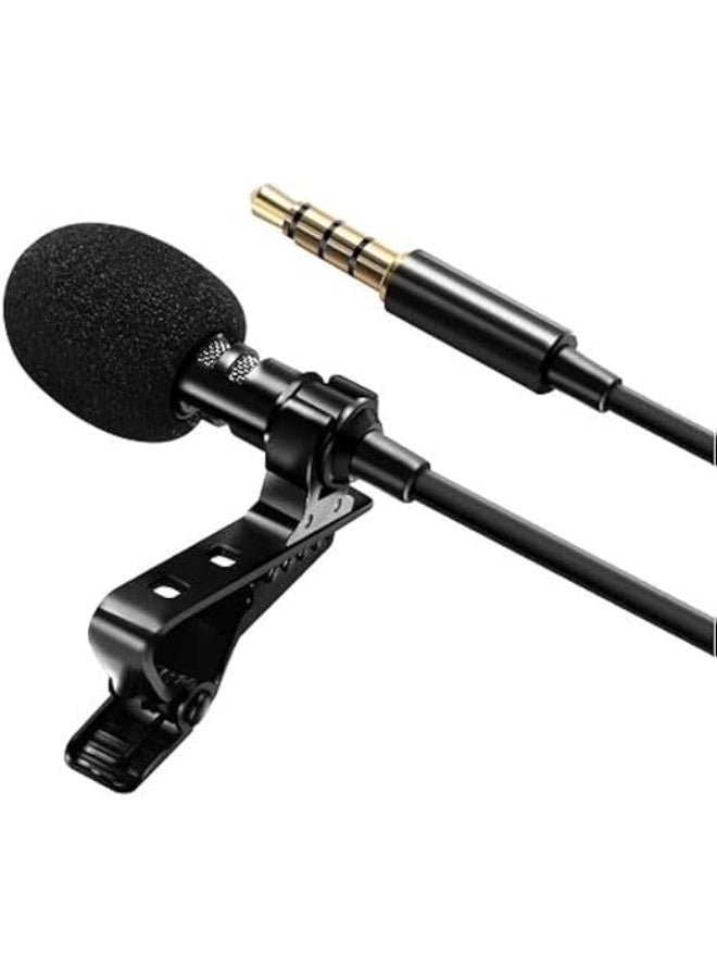 Professional Omnidirectional Lavalier Microphone - Durable Metal Clip and Universal 3.5mm AUX Connectivity (Black) - Image 2