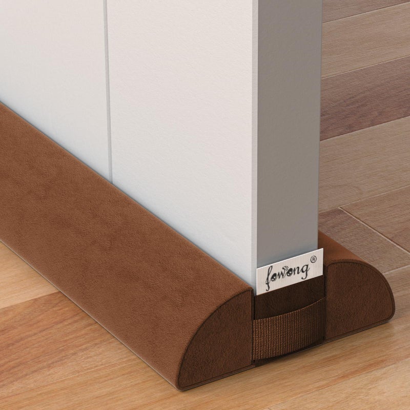 fowong Door Draft Stopper 36 Inch Soundproofing Draft Stoppers Seal for Interior Exterior Doors Adjustable Window Breeze Blocker Brown