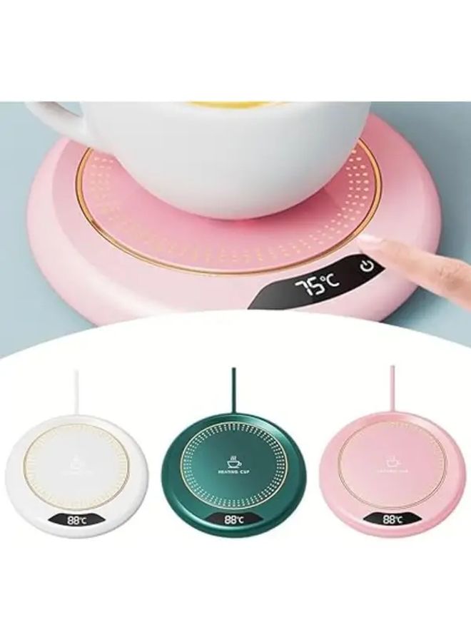 Adjustable Temperature Smart Heating Pad Suitable For Coffee And Tea Automatic Shut Off Safety Feature For Travel Fitness Study Home And Office Portable Sleek Compact Durable Build White - Image 1