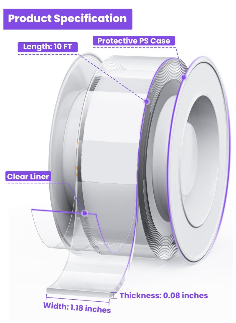 Zikra Double Sided Tape Heavy Duty Nano Tape, Strong Mounting Tape Adhesive Tape, Extra Large Clear Two Sided Sticky Poster Wall Tape, Multipurpose Removable Wall Tape Sticky Poster Tape (3M) - Image 2