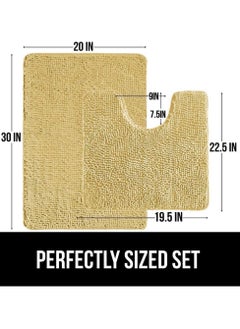 TYCOM Tycom Bathroom Rugs Bath Mat Non Slip Fluffy Soft Plush Microfiber Shower Carpet Rug Washable Non-Slip Carpet Mat for Bathroom Floor 50 By 80 CM Short 2Packs Beige.  - Image 2