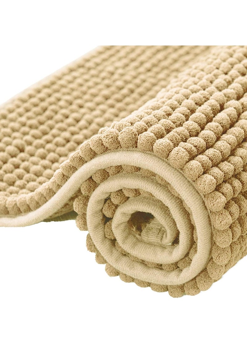 TYCOM - Tycom Bathroom Rugs Bath Mat Non Slip Fluffy Soft Plush Microfiber Shower Carpet Rug Washable Non-Slip Carpet Mat for Bathroom Floor 50 By 80 CM Short 2Packs Beige. - Image 1