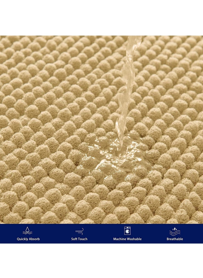 TYCOM - Tycom Bathroom Rugs Bath Mat Non Slip Fluffy Soft Plush Microfiber Shower Carpet Rug Washable Non-Slip Carpet Mat for Bathroom Floor 50 By 80 CM Short 2Packs Beige. - Image 1