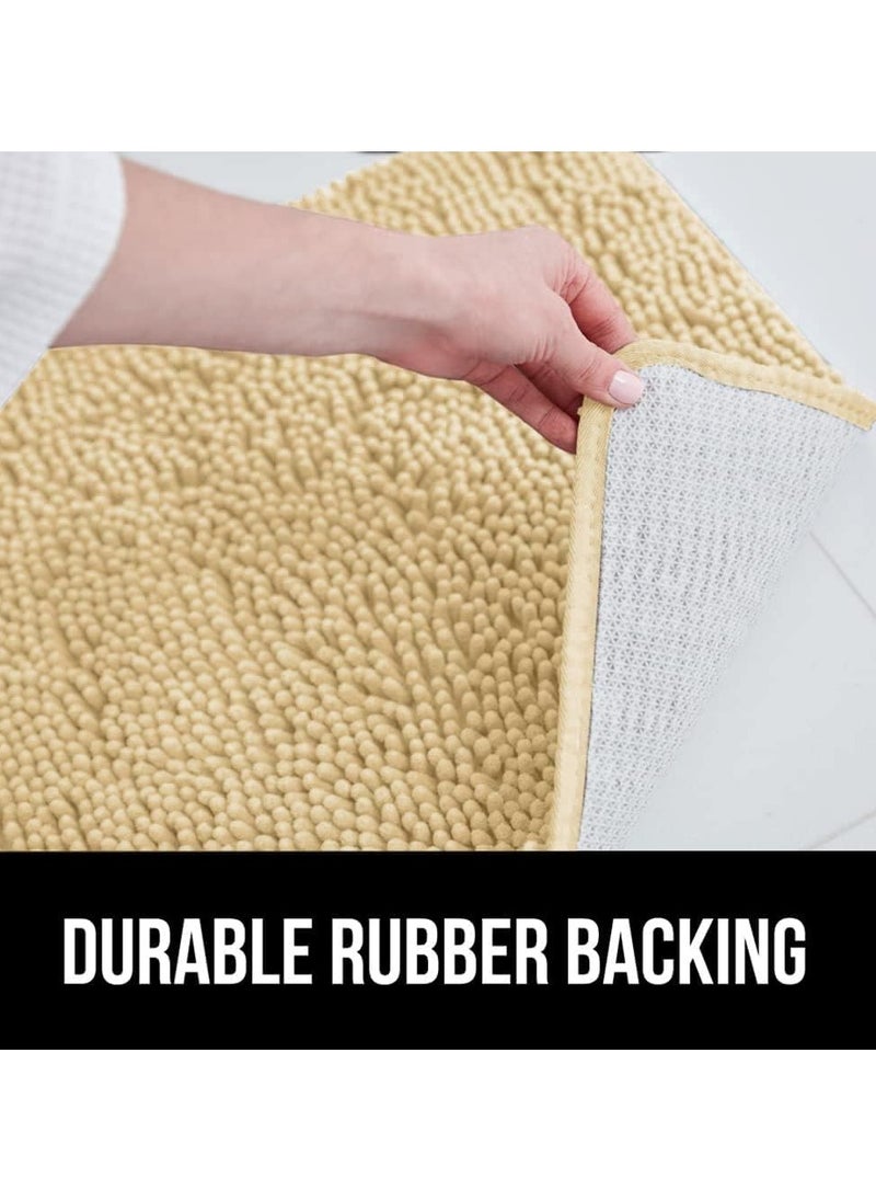 TYCOM - Tycom Bathroom Rugs Bath Mat Non Slip Fluffy Soft Plush Microfiber Shower Carpet Rug Washable Non-Slip Carpet Mat for Bathroom Floor 50 By 80 CM Short 2Packs Beige. - Image 1