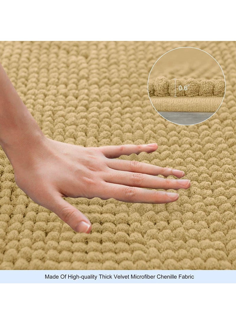TYCOM - Tycom Bathroom Rugs Bath Mat Non Slip Fluffy Soft Plush Microfiber Shower Carpet Rug Washable Non-Slip Carpet Mat for Bathroom Floor 50 By 80 CM Short 2Packs Beige. - Image 1