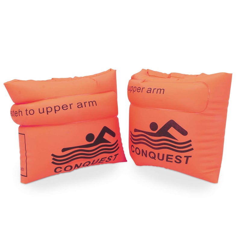 CONQUEST Swimming Arm Bands for Kids Adults | Arm Floats | Swim Wings | Swim Float Band | Floater Sleeves Swimming Rings (AR-2947-OR) - Image 1