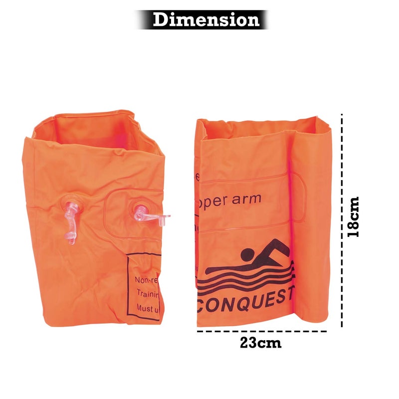 CONQUEST Swimming Arm Bands for Kids Adults | Arm Floats | Swim Wings | Swim Float Band | Floater Sleeves Swimming Rings (AR-2947-OR) - Image 4