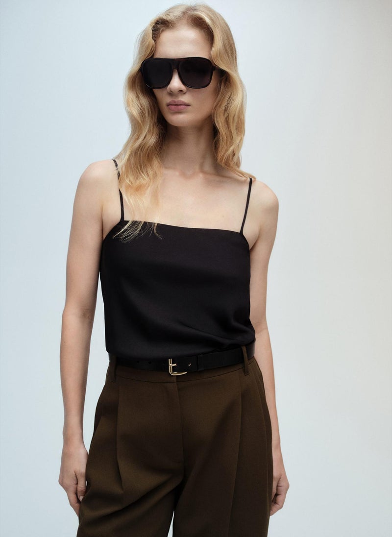 MANGO Satin Top With Thin Straps  - Image 1