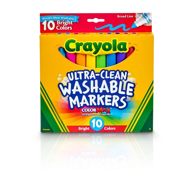 كرايولا Crayola 10 Count Ultra-Clean Washable Bright, Broad Line, Color Max Markers