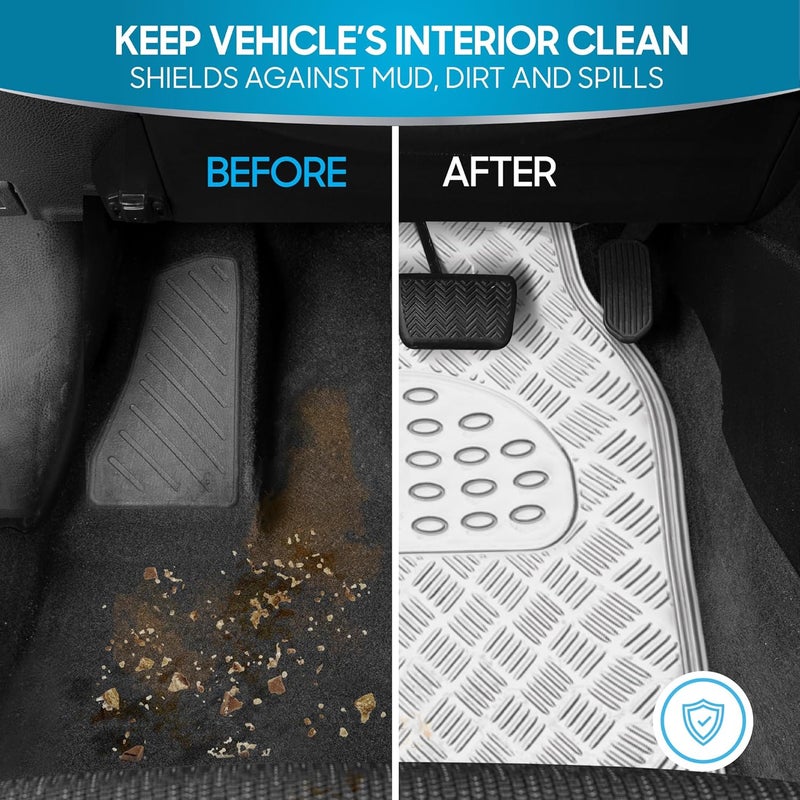 BDK Universal Fit 4-Piece Metallic Design Car Floor Mat - (Silver) (MT-641-SL) - Image 4