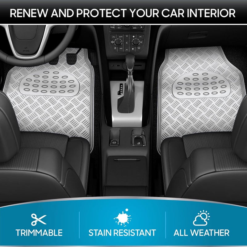 BDK Universal Fit 4-Piece Metallic Design Car Floor Mat - (Silver) (MT-641-SL) - Image 2